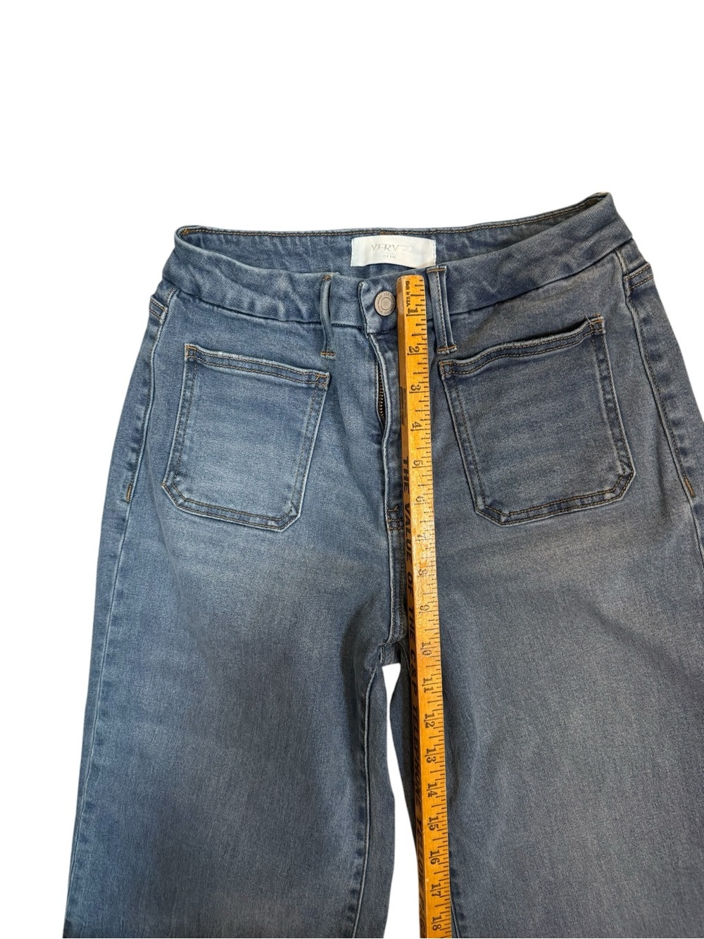 Vervet High Rise Wide Leg Crop Jeans Raw Hem Medium Wash Size 27 - Picture 4 of 9